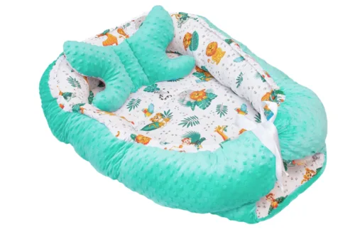 kokon-niemowlecy-safari-z-mietowym-minky