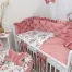 Komplet do lozeczka 7-elementowy roze cyganskie velvet jasny brudny roz z rozkiem oraz kokonem