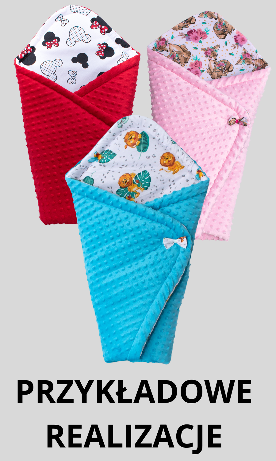 Rożek niemowlęcy misie na chmurce z brudnym różowym minky