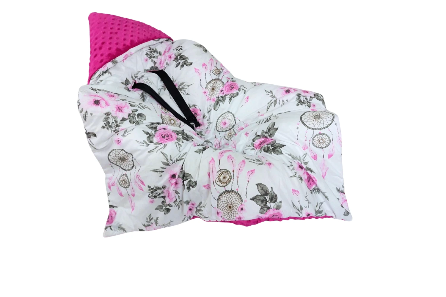 Otulacz do fotelika, nosidełka łapacz z malinowym minky