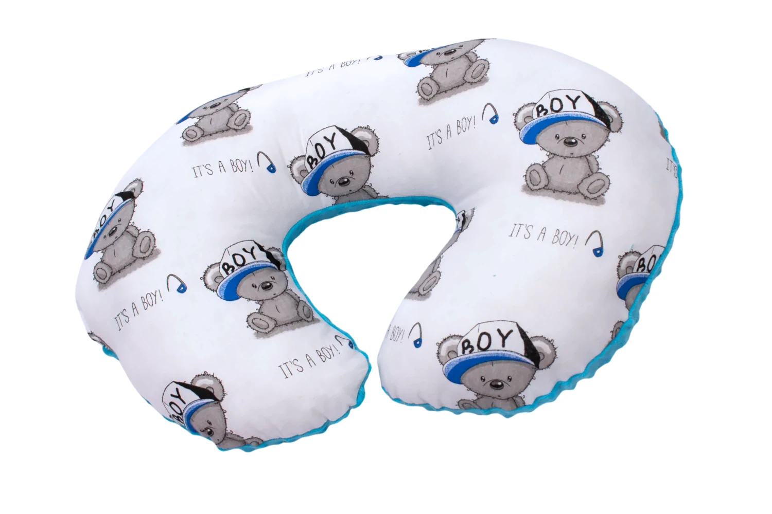 Rogal, poduszka do karmienia miś biały boy z szarym minky