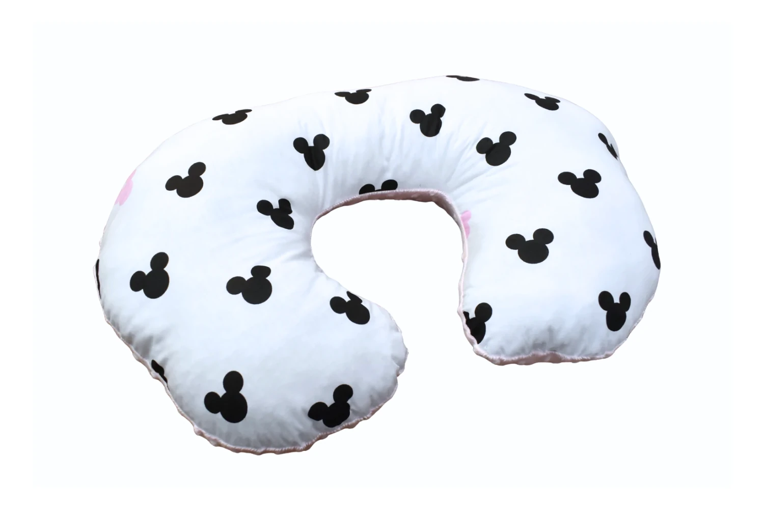 Rogal, poduszka do karmienia miki male główki różowy z różowym minky