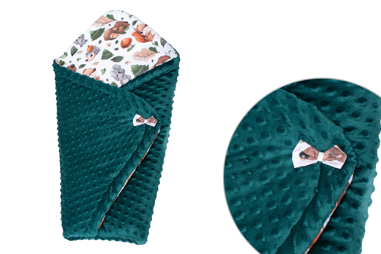 Rożek niemowlęcy leśne zwierzaki z butelkowym minky