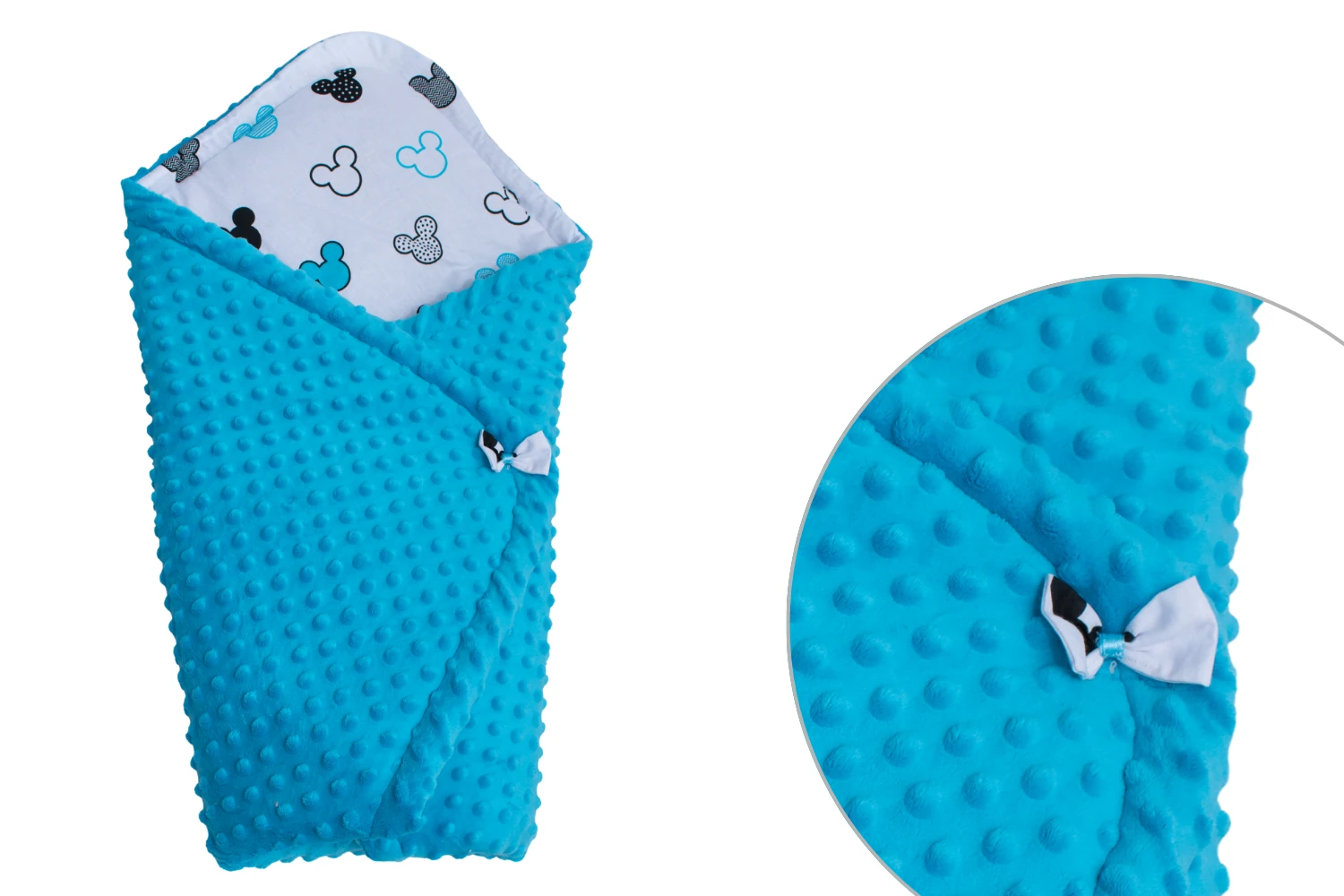 Rożek niemowlęcy miki kontury niebieskie z niebieskim minky