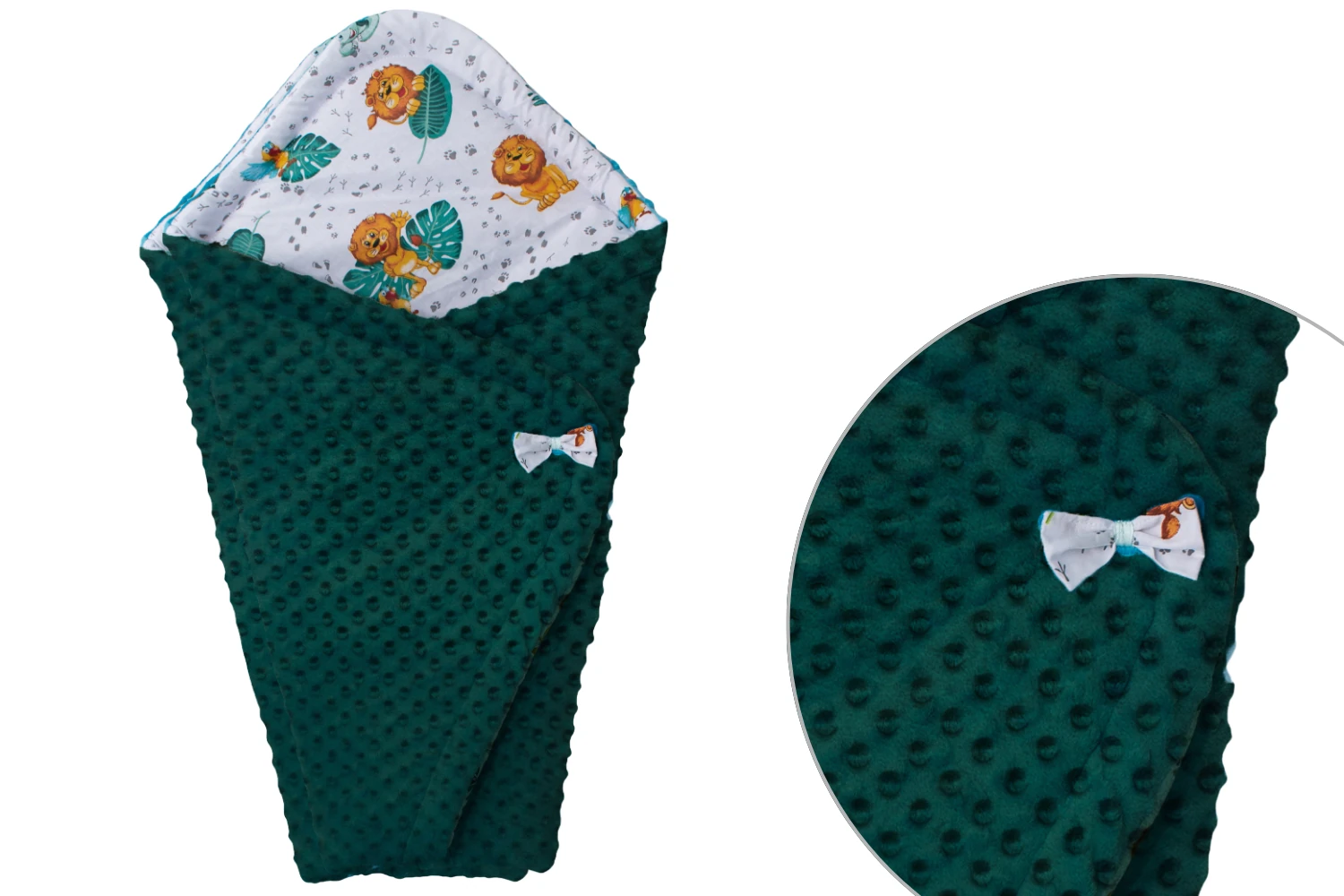 Rożek niemowlęcy zwierzaki safari z butelkowym minky