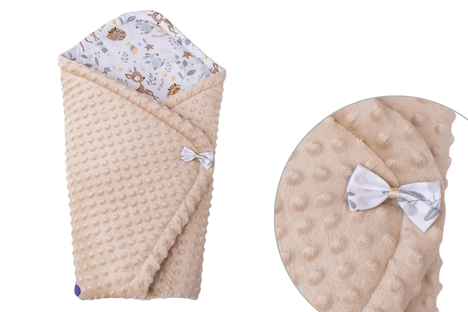 Rożek niemowlęcy sarenka z beżowym minky