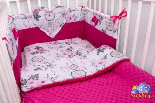 zestaw-do-lozeczka-z-ochraniaczem-z-sercem-lapacz-z-malinowym-minky