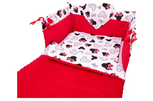 zestaw-do-lozeczka-z-ochraniaczem-z-sercem-miki-duze-czerwone-minky-czerwone