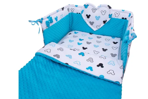 zestaw-do-lozeczka-z-ochraniaczem-z-sercem-miki-kontury-niebieskie-minky-niebieskie