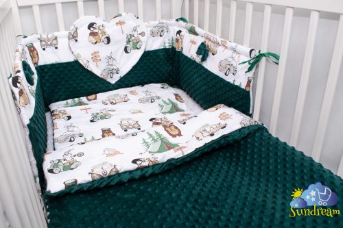 zestaw-do-lozeczka-z-ochraniaczem-z-sercem-misie-biwak-z-butelkowym-minky