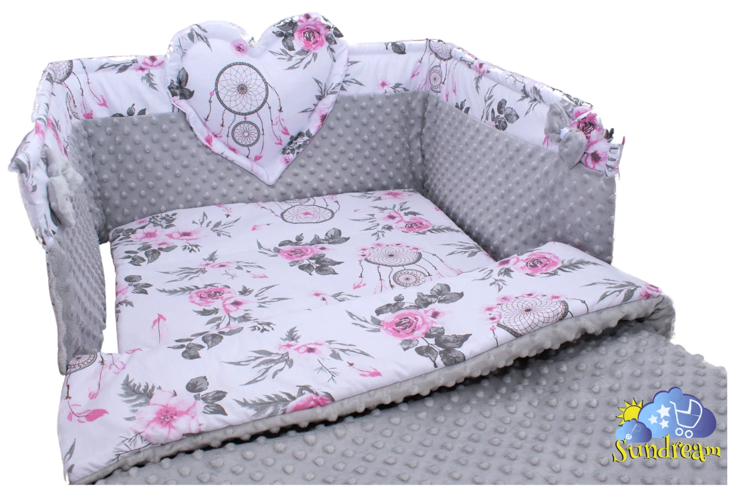 zestaw-do-lozeczka-z-secem-lapacz-snow-rozowy-minky-szare